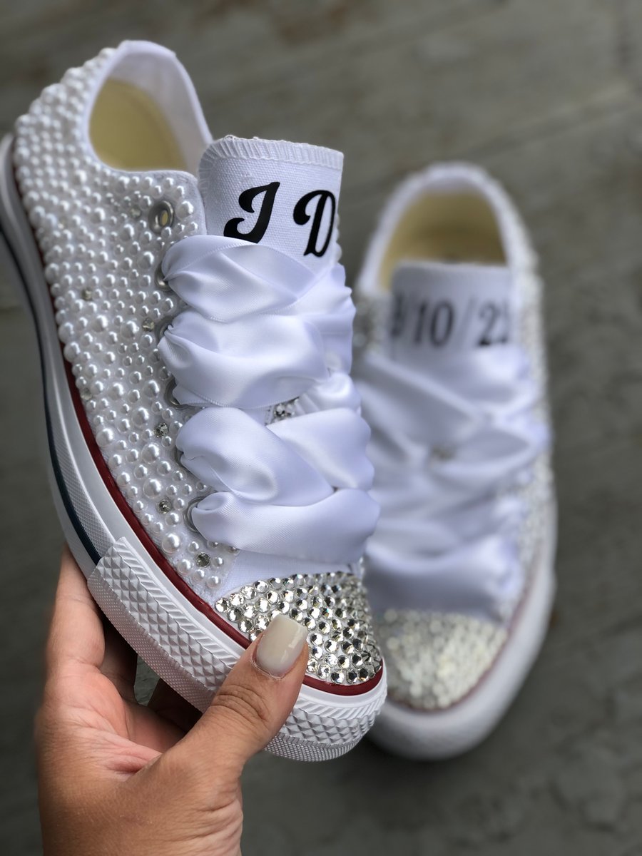 Wedding Converse with Bling and Pearls High Class Girlz